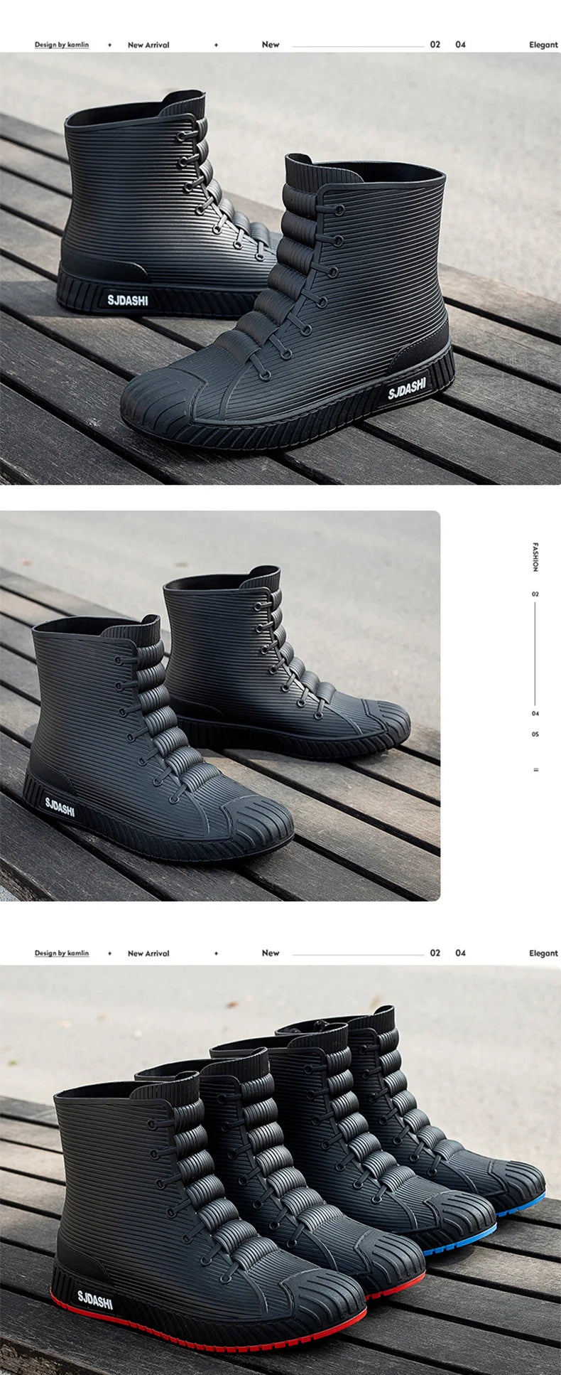 Waterproof Rain Boots - Men Women Mid-Calf Lined Fleece Casual PVC Shoes