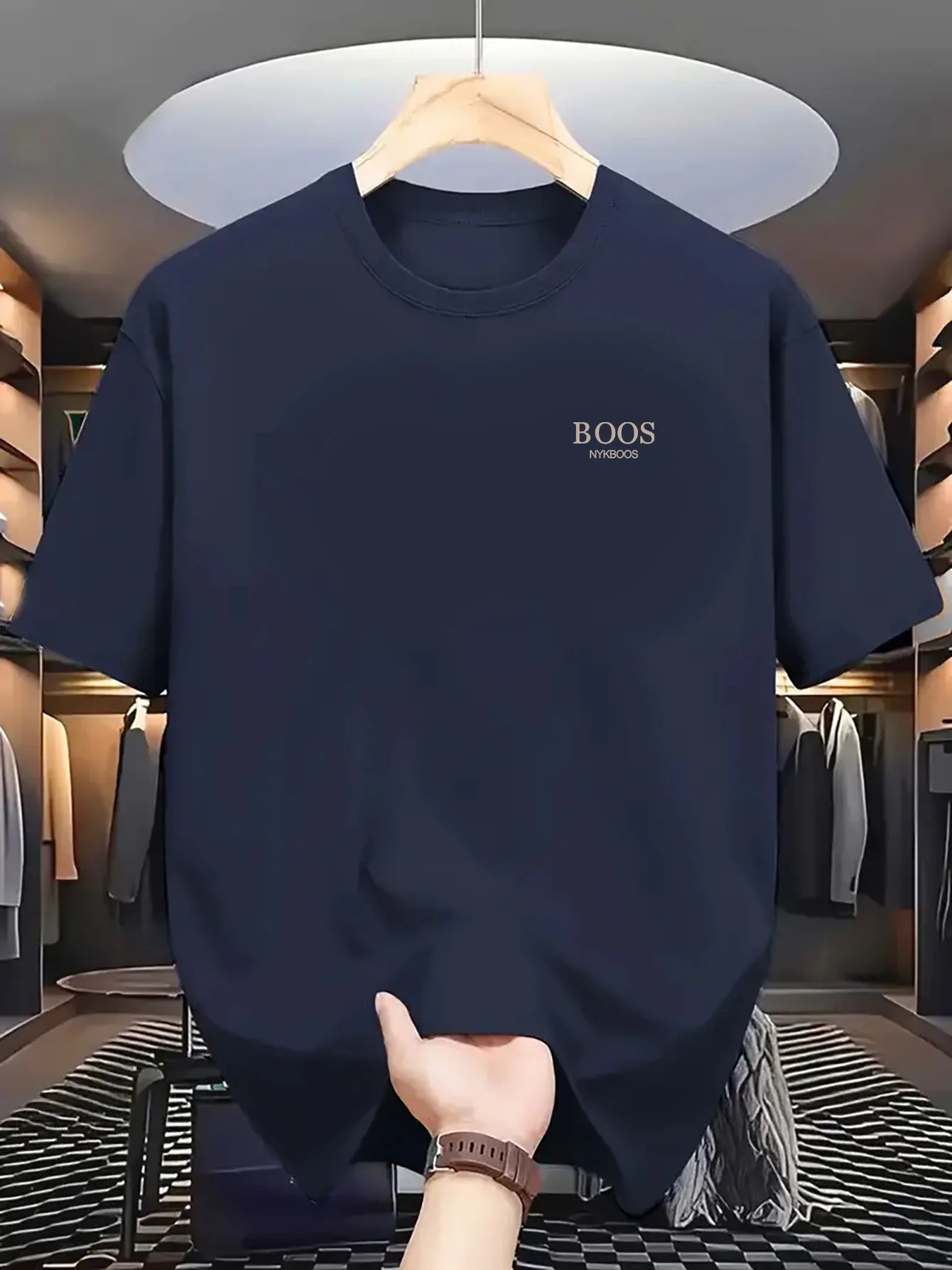 100% Pure Cotton Men's Loose T-Shirt Breathable Casual Fashion Letter Pattern Printed Short Sleeved Round Neck Top