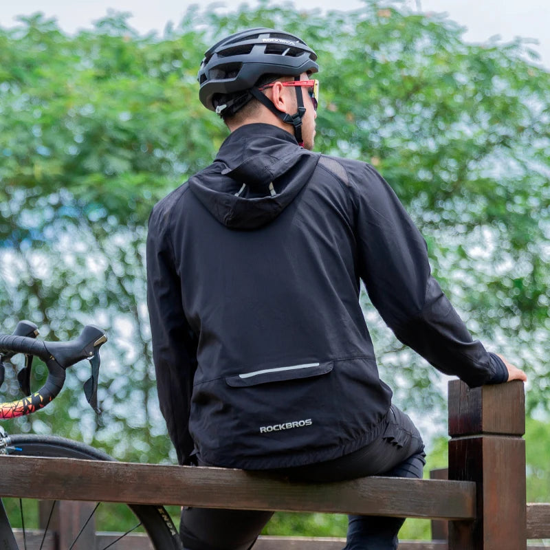 ROCKBROS Men Cycling Jackets Spring Summer Breathable Quick Dry Bike Hooded Jacket MTB Road Sports Cycling Tops Coat Windbreak