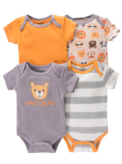 Baby Romper Onesies - Newborn Infant Bodysuit Set With Cartoon Animal Print