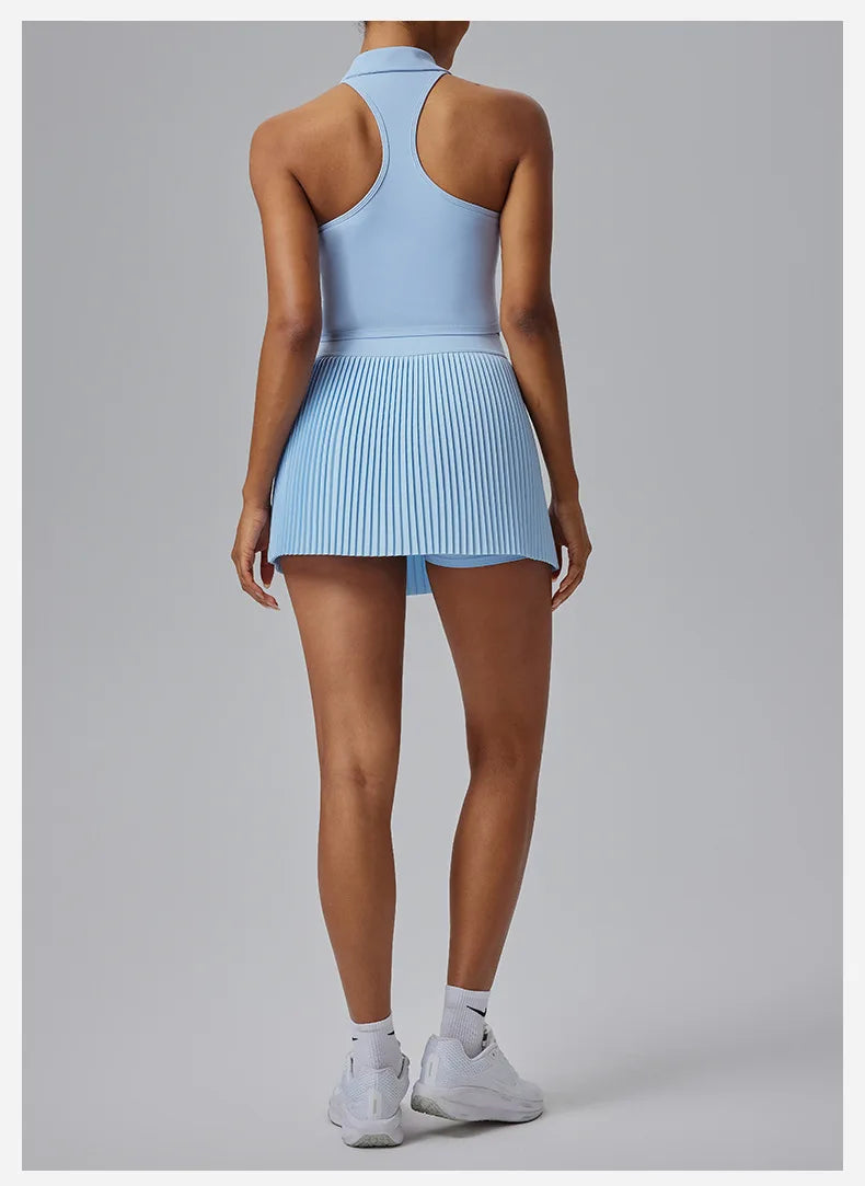 Women Sports Skirt High Waist Pleated Athletic Quick Dry Fabric Floral Print Tennis Fitness Summer
