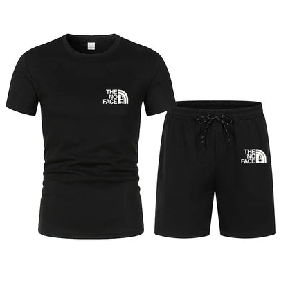 2026 Summer Fashion Trend Casual Sports Two-piece Set Trendy Men's Short Sleeved T-shirt+shorts Set