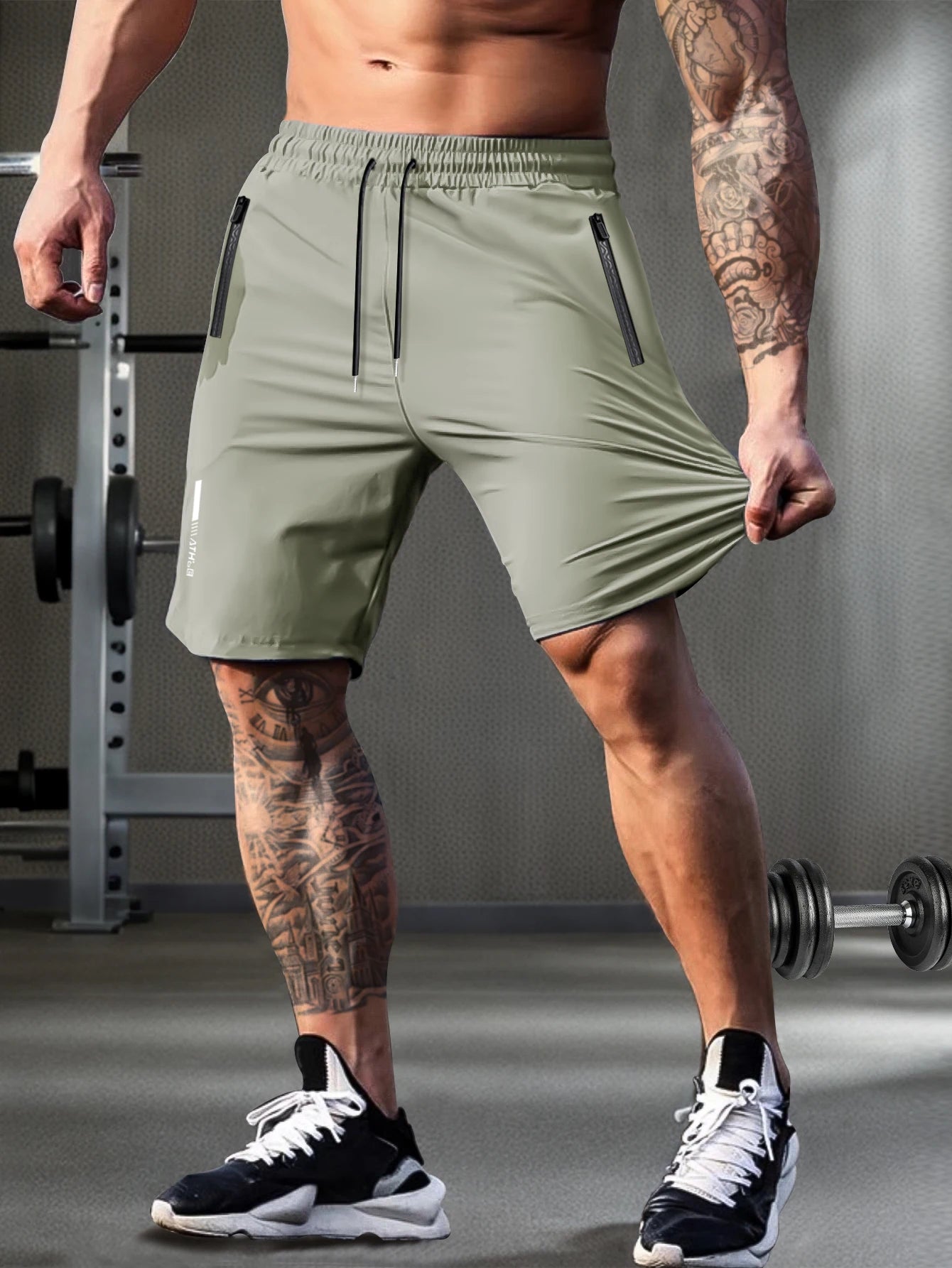 Men's Casual Shorts - Elastic Waist Zipper Pocket Quick Dry Running Shorts for Men