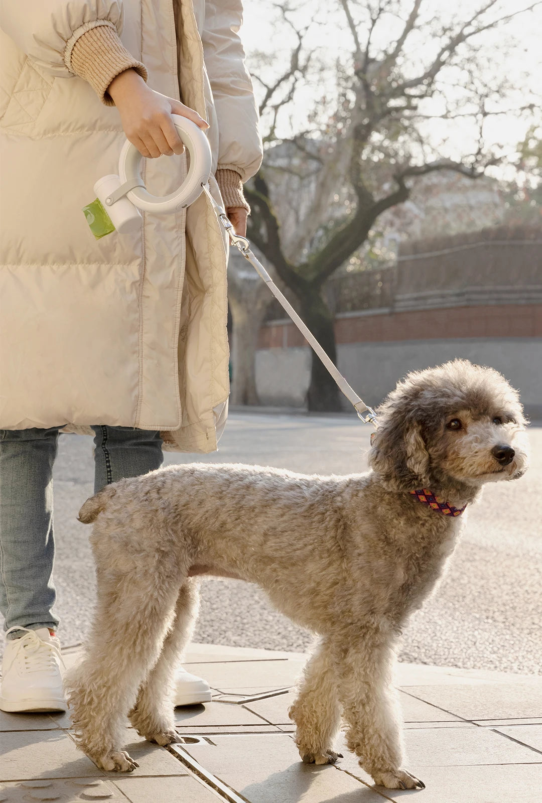 MOESTAR 2022 UFO Retractable Pet Leash 2 plus 3.0m Flexible Dog Traction Rope with Rechargeable LED Light Ring Shape
