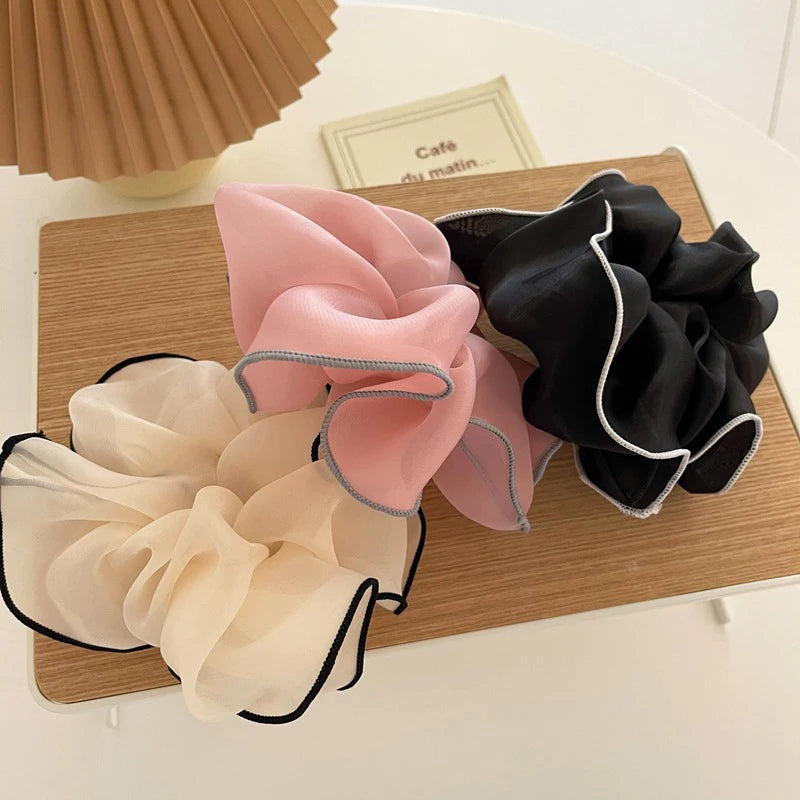 Summer Organza Silk Scrunchies Elastic Hair Bands for Women Fashion Hair Rope Ponytail Holder Ties Girl Hair Accessories