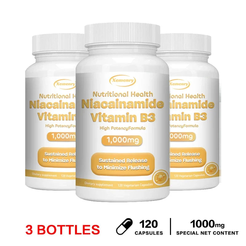Niacinamide Vitamin B3 Capsules - Supports Skin, Brain Function and Heart Health, Boosts Energy and Improves The Immune System