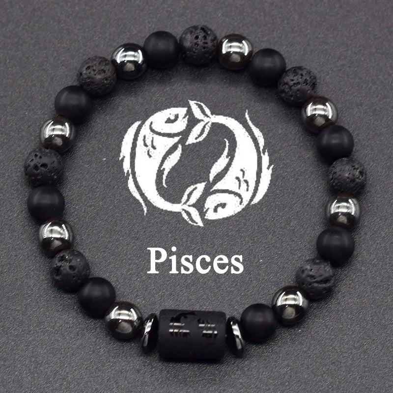 12 Zodiac Constellation Signs Bracelets for Men Women Real Natural Tiger Eye Stone Bead Bracelet Leo Taurus Charm Couple Jewelry