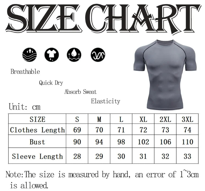 Compression Running Shirt - Men's Tight Short Sleeve Tee | Quick Drying Gym Sportswear