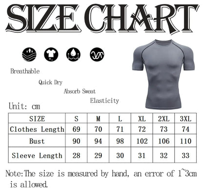Compression Running Shirt - Men's Tight Short Sleeve Tee | Quick Drying Gym Sportswear