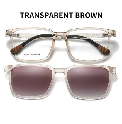 Magnetic Clip-On Glasses – Polarized Prescription Sunglasses with TR90 Frame for Men Women