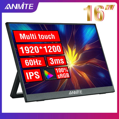 Portable Touch Monitor 16 Inch HDR Display - USB-C, HDMI, Built-In Speakers, Detachable Stand