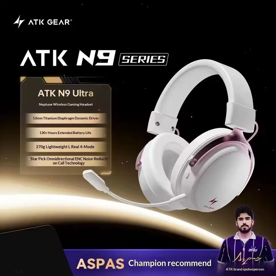 ATK M1 Game Headset Three Mode Wireless Headworn PS5  PC Gaming Headset Microphone Virtual 7.1 Surround Noise Reduction Headset