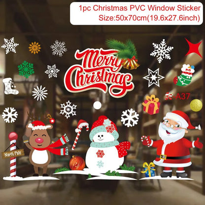 Merry Christmas Window Sticker - Holiday Home Decorations 2024-2025