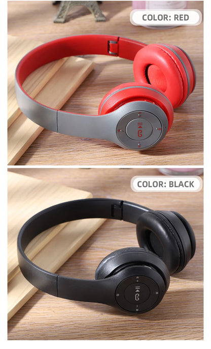 Handsfree Wireless Headphones Noise Canceling Headphone memory Card Earphone P47 headset Bluetooth Head Phone for iPhone Huawei