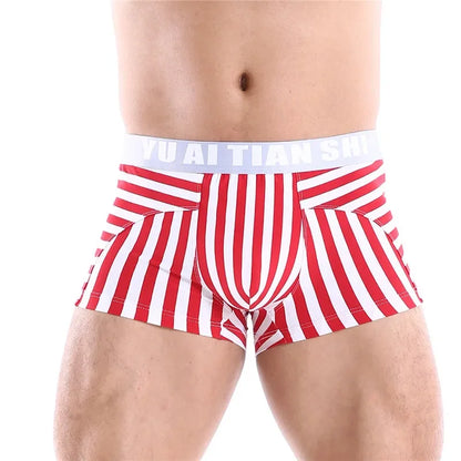 Men Boxers Comfortable Underpants Cotton Low Waist Large Size BoxerShort Striped Breathable Cueca Boxer Homme Underwear