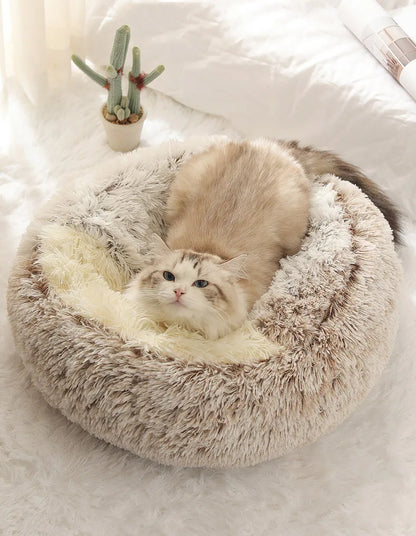 Autumn and Winter soft plush pet bed and pet bed Winter warm and cold plush comforter nest Shell cat nest semi-enclosed cat nest