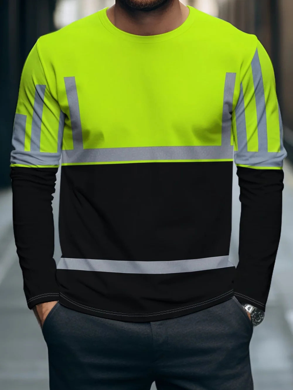 Men's 3D Printed New Secure Logo Color Blocking Design Long-Sleeved T-Shir Fashion Spring Daily Casual Work Wear Men's T-Shirts