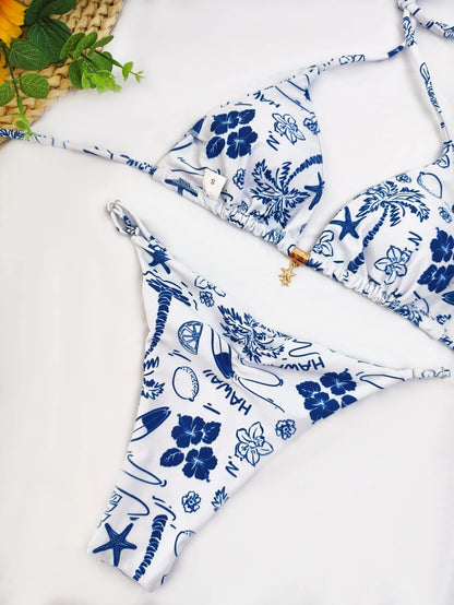 Polka Dot Bikini - Women's Sexy Strap Split Bikini Set | Wire Free Swimwear
