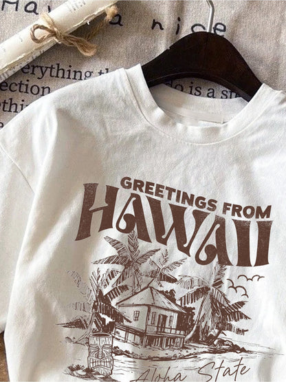 2026 casual and comfortable children's clothing house tree print short sleeved solid color top T-shirt, casual travel