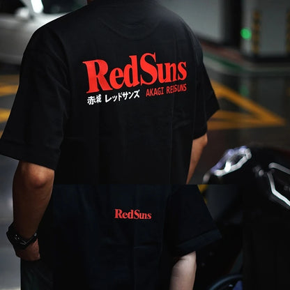 Men Youth Japanese JDM Modified Initial D Akagi REDSUNS Pure Cotton Short-sleeved T-shirt for All Four Seasons 2026 Men T-shirt