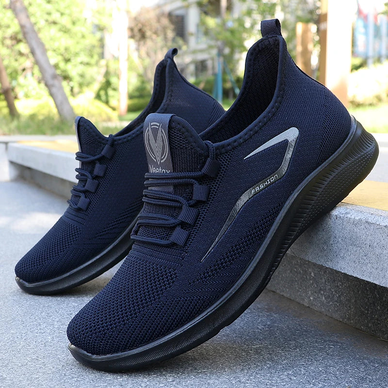Men's Solid Lace-Up Casual Shoes, Lightweight Outdoor Sports Shoes for Men's Fashionable Solid Casual Shoes Suitable for Leisure Walking Enthusiasts - Ideal for Lightweight, Breathable and Non-Slip, Suitable for Leisur