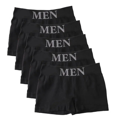 5PCS Thin High Elastic Men's Boxers Comfortable Plain Color Boxer Briefs Breathable Solid Underpants for Men