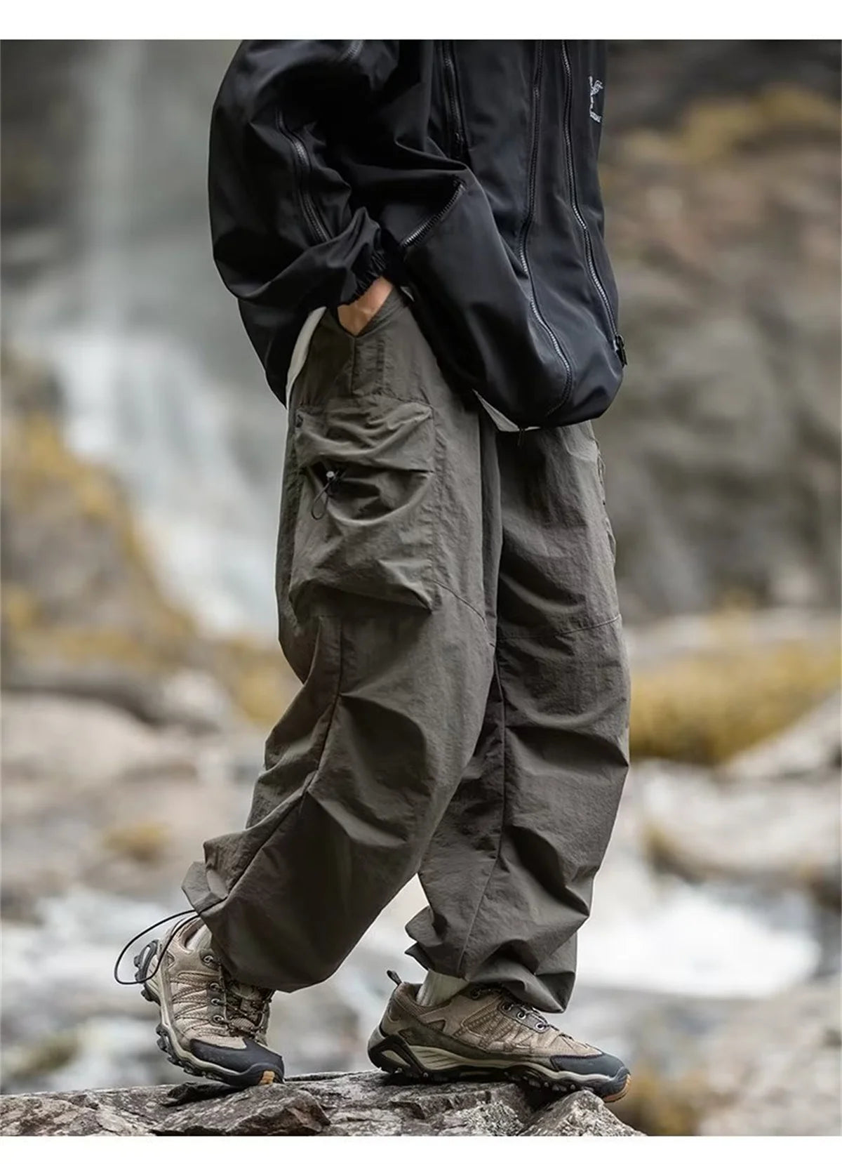 Vintage Baggy Hiking Cargo Pants Men Waterproof Casual Sport Jogging Sping Summer Parachute Pants Outdoor Wide Leg Trousers