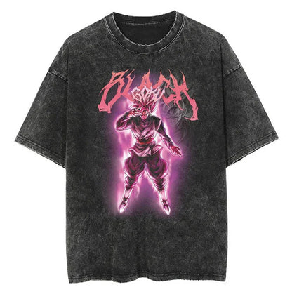 Men Streetwear Washed T Shirt Japanese Anime Dragon Ball Print T-Shirt Harajuku Cotton Casual Tshirt Summer Short Sleeve Tops