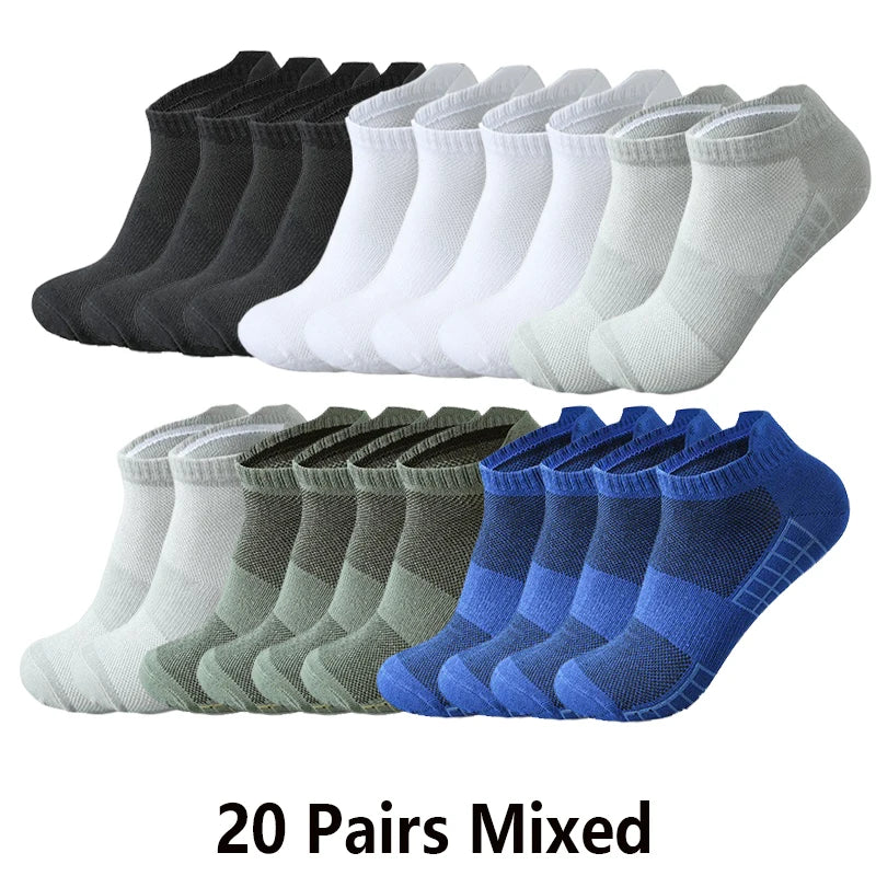 Ankle Socks Men Women - 10 Pairs Breathable Cotton Mesh Running Socks for Summer