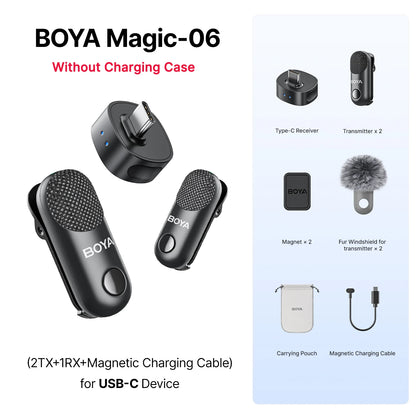 BOYA BOYA Magic Professional Wireless Lapel Microphone Shotgun/Desktop/Handheld Mic for iPhone Android Camera PC Video Recording