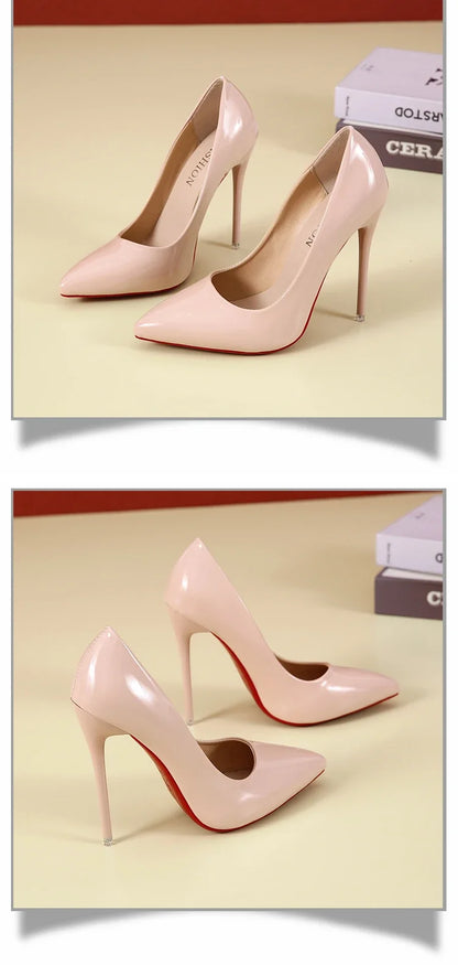 2024 Women Shoes Red High Heels Sexy Pointed Toe 12cm Pumps Wedding Dress Shoes Nude Black Color Red Rubber Bottom High Heels