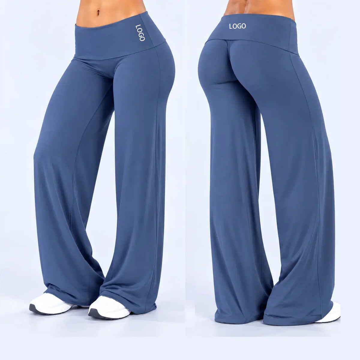 DFXEN LOGO Women’s Wide Leg Yoga Pants High Waist Butt Lift Stretchy Soft Flare Leggings Gym Workout Fitness Casual Sports