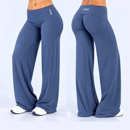 DFXEN LOGO Women’s Wide Leg Yoga Pants High Waist Butt Lift Stretchy Soft Flare Leggings Gym Workout Fitness Casual Sports