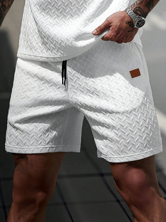 New Summer Casual Sports Shorts: Featuring a knitted, slightly stretchy jacquard design, these solid-colored shorts offer a simp