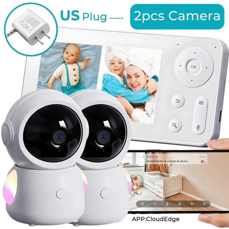 WiFi Baby Monitor - 2K 3MP Dual Camera Split Screen with PTZ & Auto Night Vision