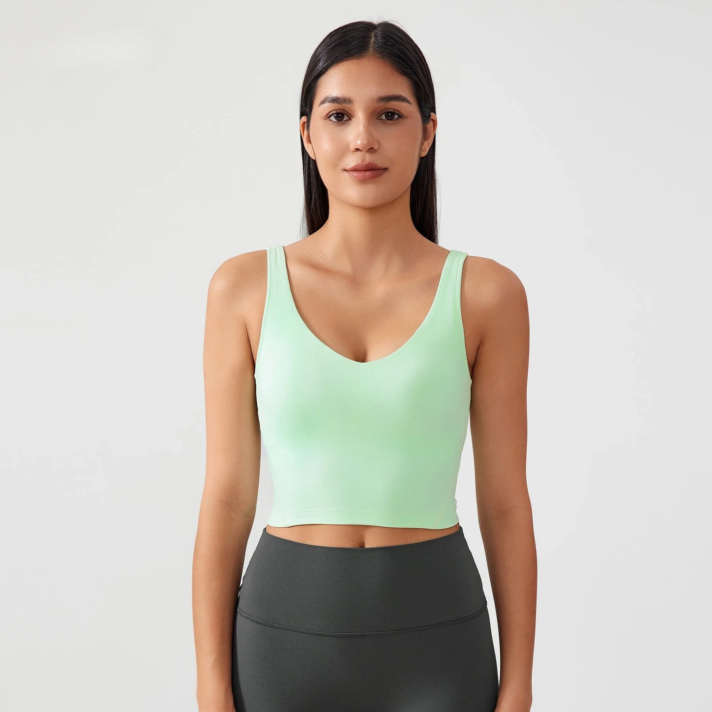 Sports Bra For Women - Breathable Yoga Crop Top With Fixed Chest Pad & U-Shaped Back