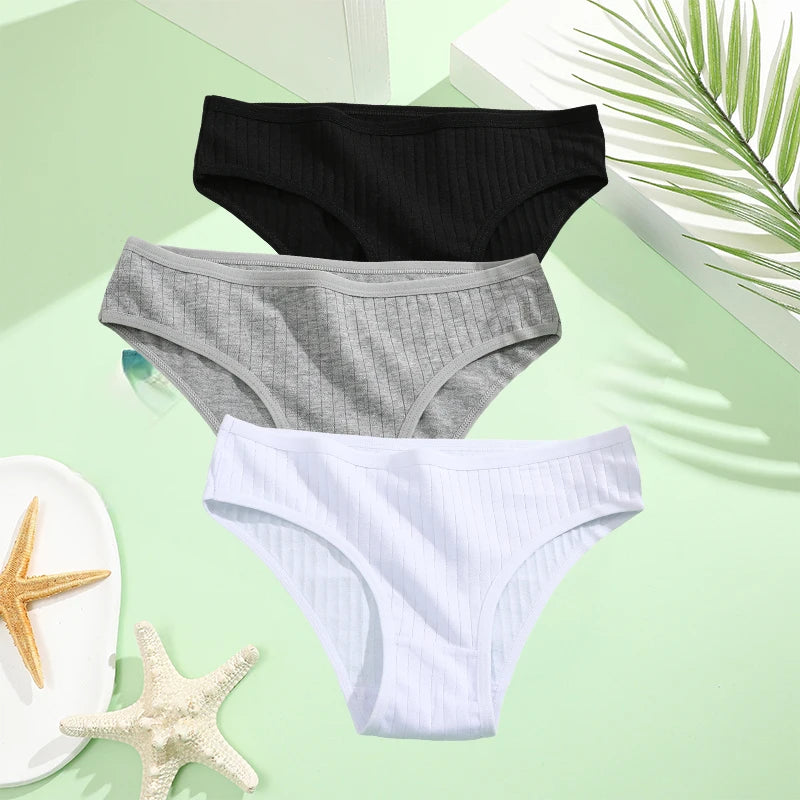 Cotton Panties Women - 3PCS Set Low Rise Briefs | Comfortable Breathable Underwear