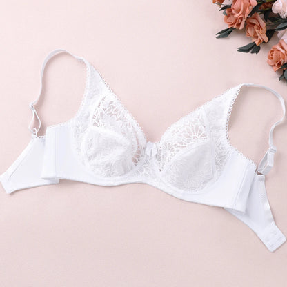 Sexy Womens Bras Ultra-Thin Perspective Deep V Lace Sheer Plus Size Bra Female Underwear Lingerie BH Tops D E F Cup