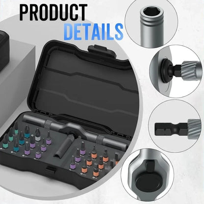 Multifunctional 24-in-1 Ratchet Screwdriver Set - Compact Portable Tool with Removable T-Handle and Magnetic Bits - ZOOMNSTORE