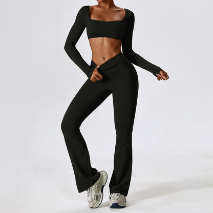 Women Yoga Set – Seamless Sportswear Gym Legging & Fitness Bra Crop Top