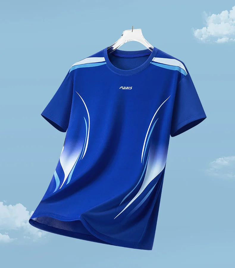 Men's Gradient Ice-Silk T-Shirt – Quick-Dry Running & Training Top