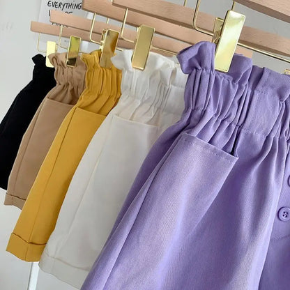 Korean Girls Casual Shorts - Thin Summer Trousers for Kids 3-12Yrs