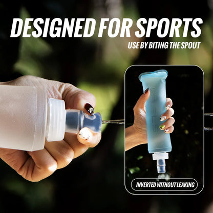 WRELS Soft Water Bottle Collapsible Soft Flask TPU Running Water Bottle Foldable Water Bag BPA-Free Sports Soft Water Flask