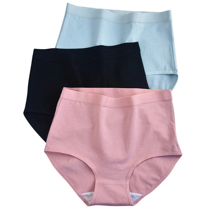 5Pcs/Set Women Cotton Panties High Waist Tummy Control Panties Solid Color Underwear Female Underpants Sexy Lingerie M-3XL
