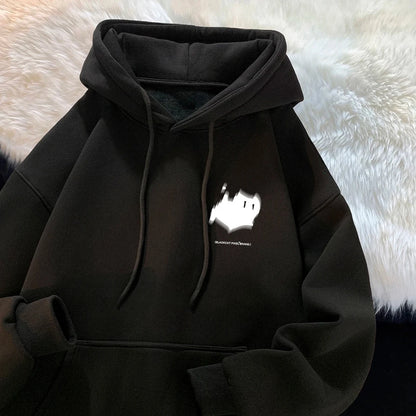 Hoodie Women's Trendy Brand Versatile Hong Kong Style High Street American Printed Top Autumn and Winter Coat
