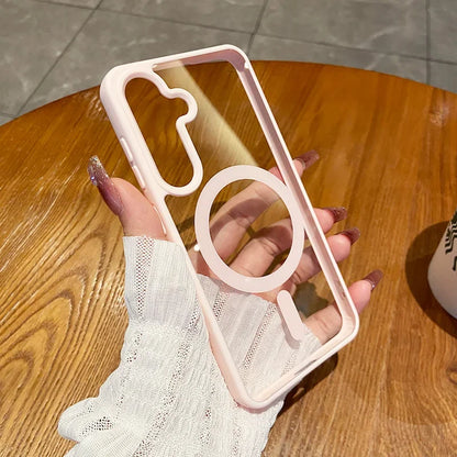 For Magsafe Wireless Charge Case for Samsung Galaxy S26 S25 FE S22 S23 Plus S24 Ultra Clear Shockproof Magnetic Bumper Cover