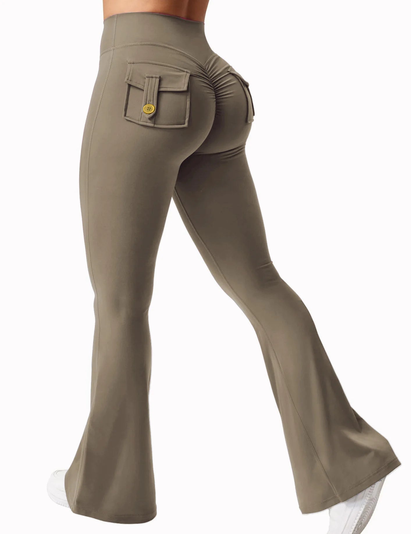 The Latest Women's Wide-leg High-elasticity Yoga Leggings Tooling Pockets Yoga Pants Hip-lifting Sports Fitness Pants Micro