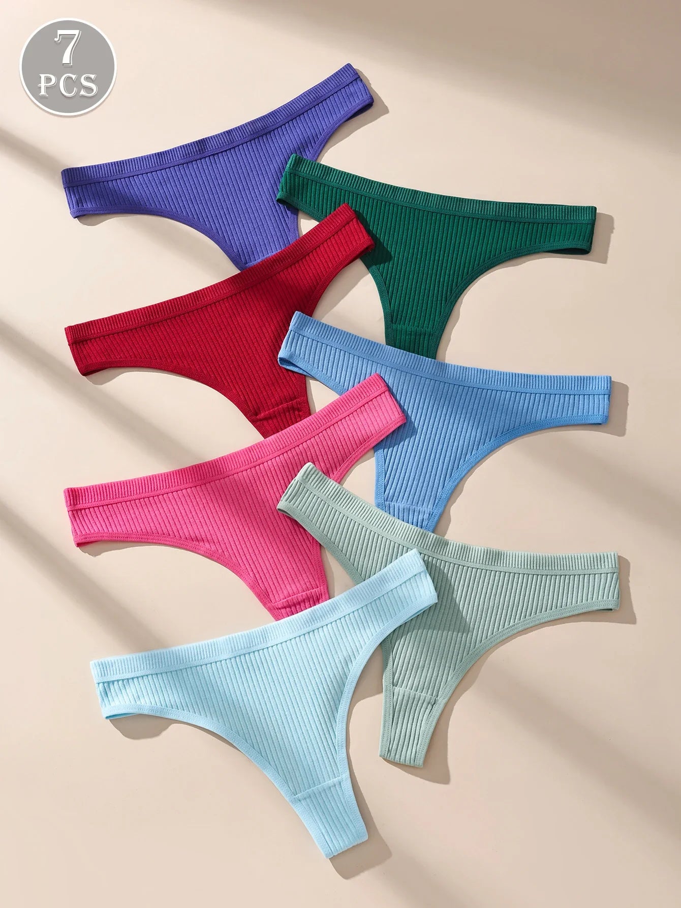 7Pcs Women Cotton Thongs Panties Striped Underwear Sexy Underpants Black Panty Soft G-Strings Plus Size Tanga Female Lingerie