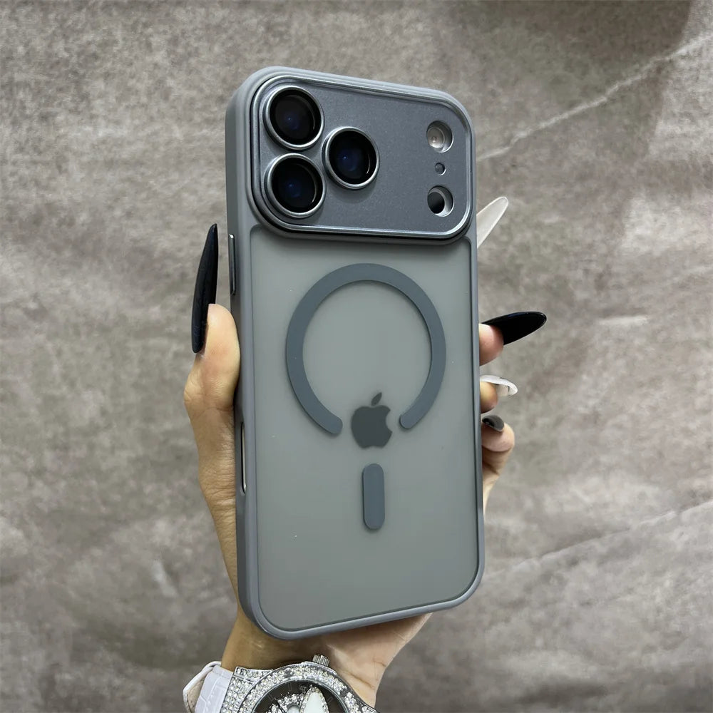Matte Magnetic Wireless Phone Case for iPhone 11-17 Pro Max - Translucent Magsafe Cover