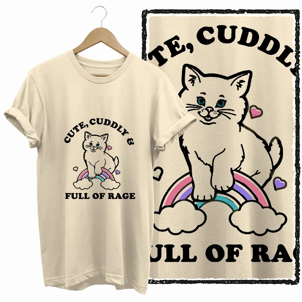 COOLMIND BEIGE cat print exclusive graphic 100% cotton women T shirt big size loose cotton cat lover women tshirt LOVELY cat tee